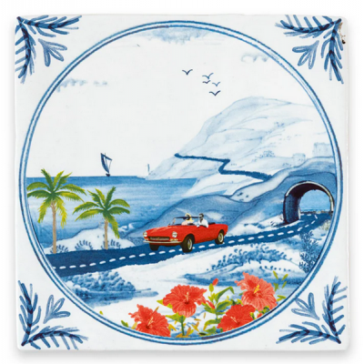 Azulejo Viaje soleado por carretera