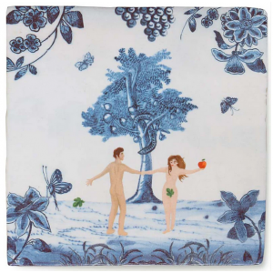 Azulejo Adán y Eva en el Jardín del Edén