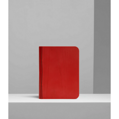 Lámpara libro madera roja